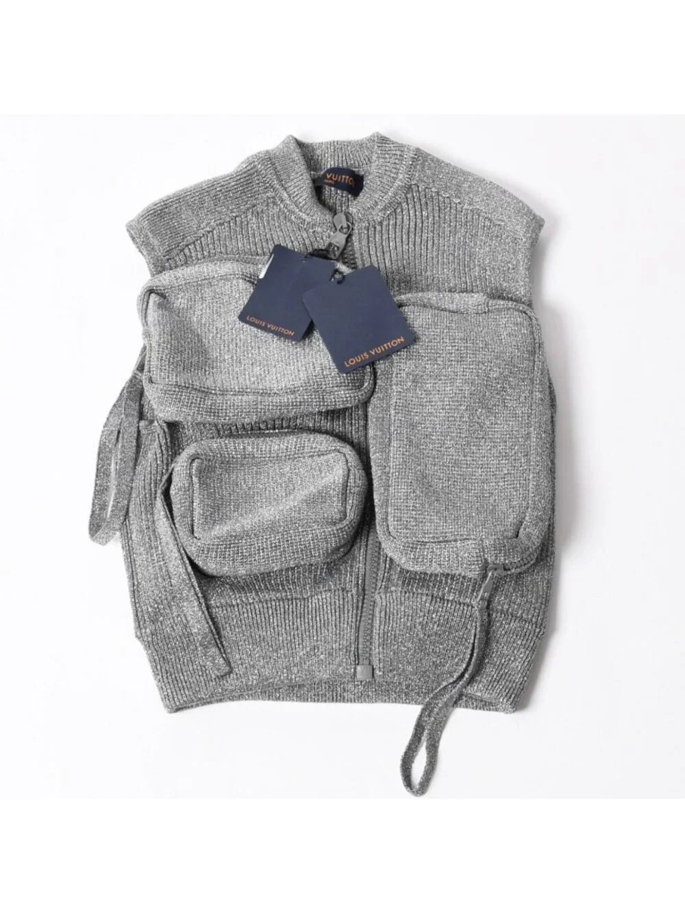 Louis Vuitton Rib Utility Vest Virgil Era 3D Multi Pocket Silver Gray S